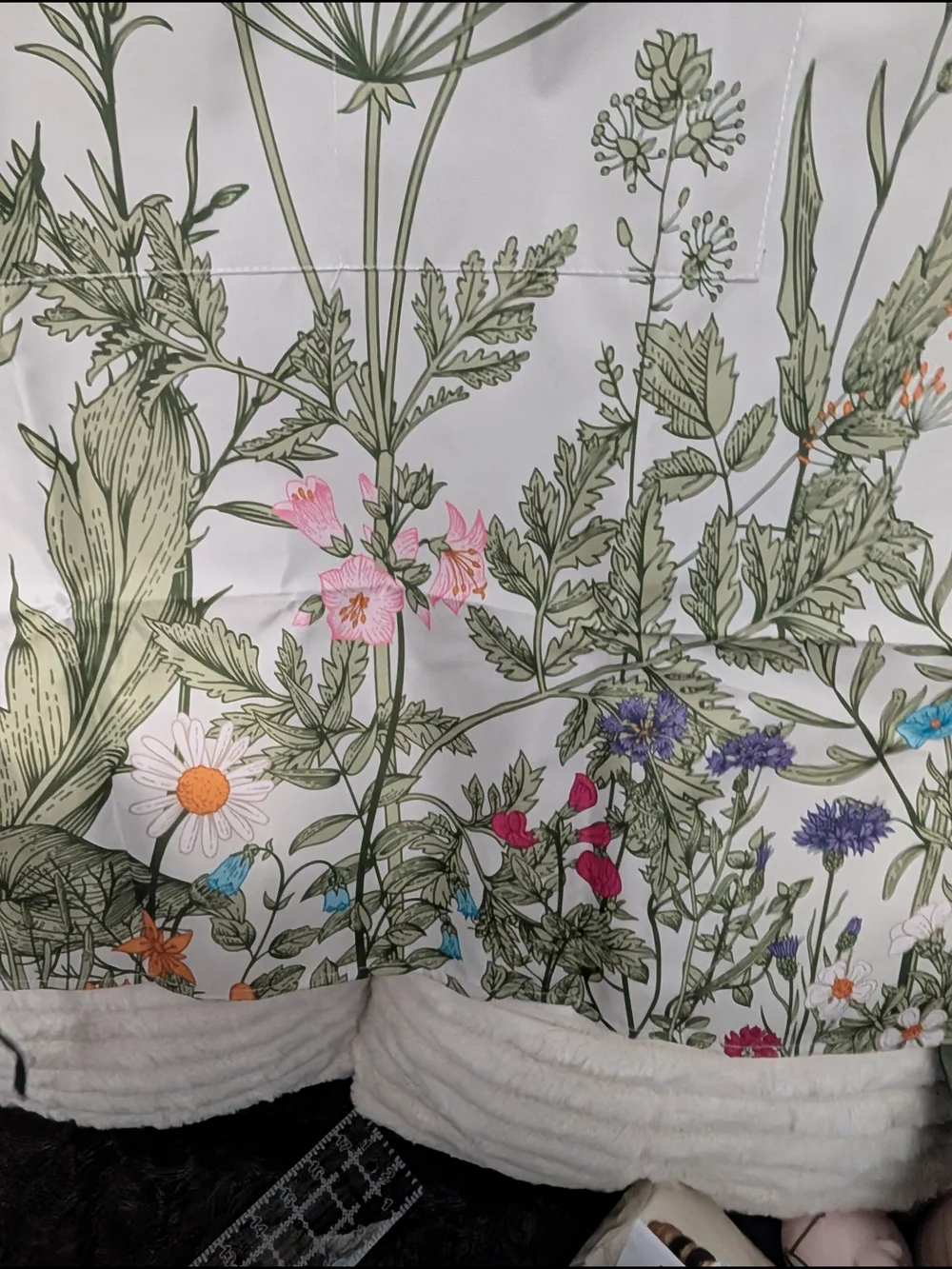 Source Unknown Cream Apron with Multicolor Botanical Prints